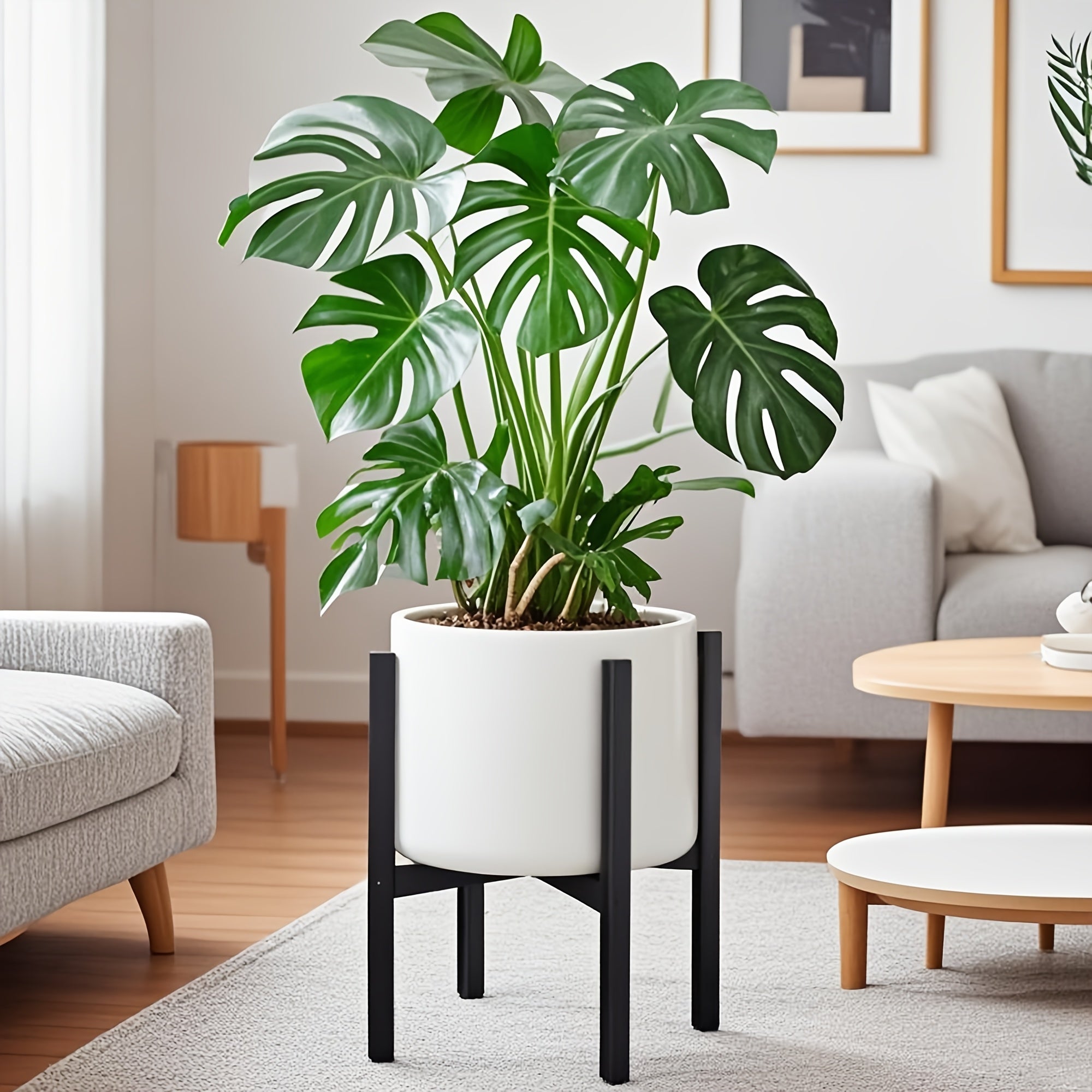 Modern Flower Pot Holder - Adjustable Metal Stand for Indoor/Outdoor Use
