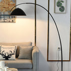 Arc Shaped Floor Lamp in Black Metal with Circular Base