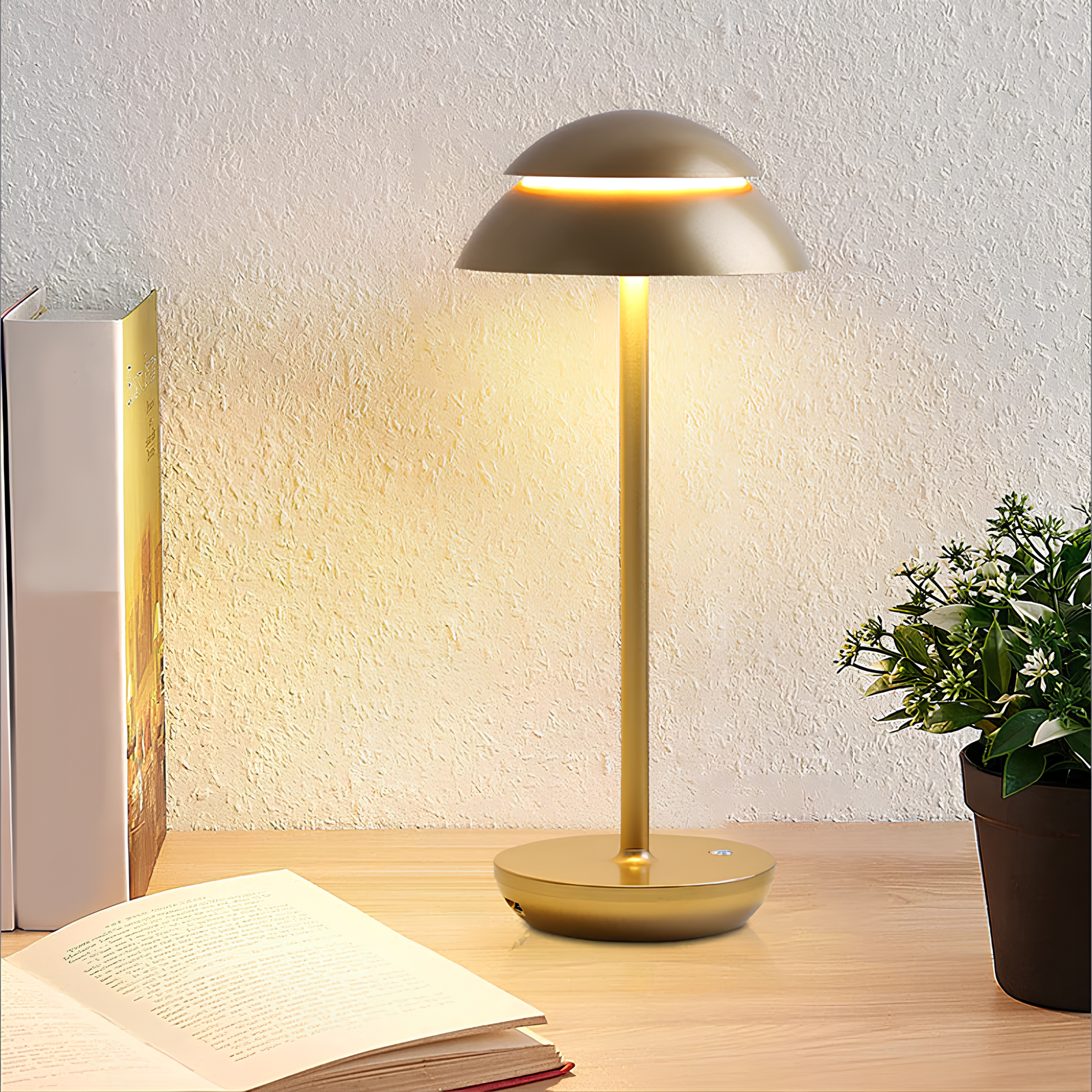 Aluminum Table Lamp with Cordless Design and Adjustable Brightness