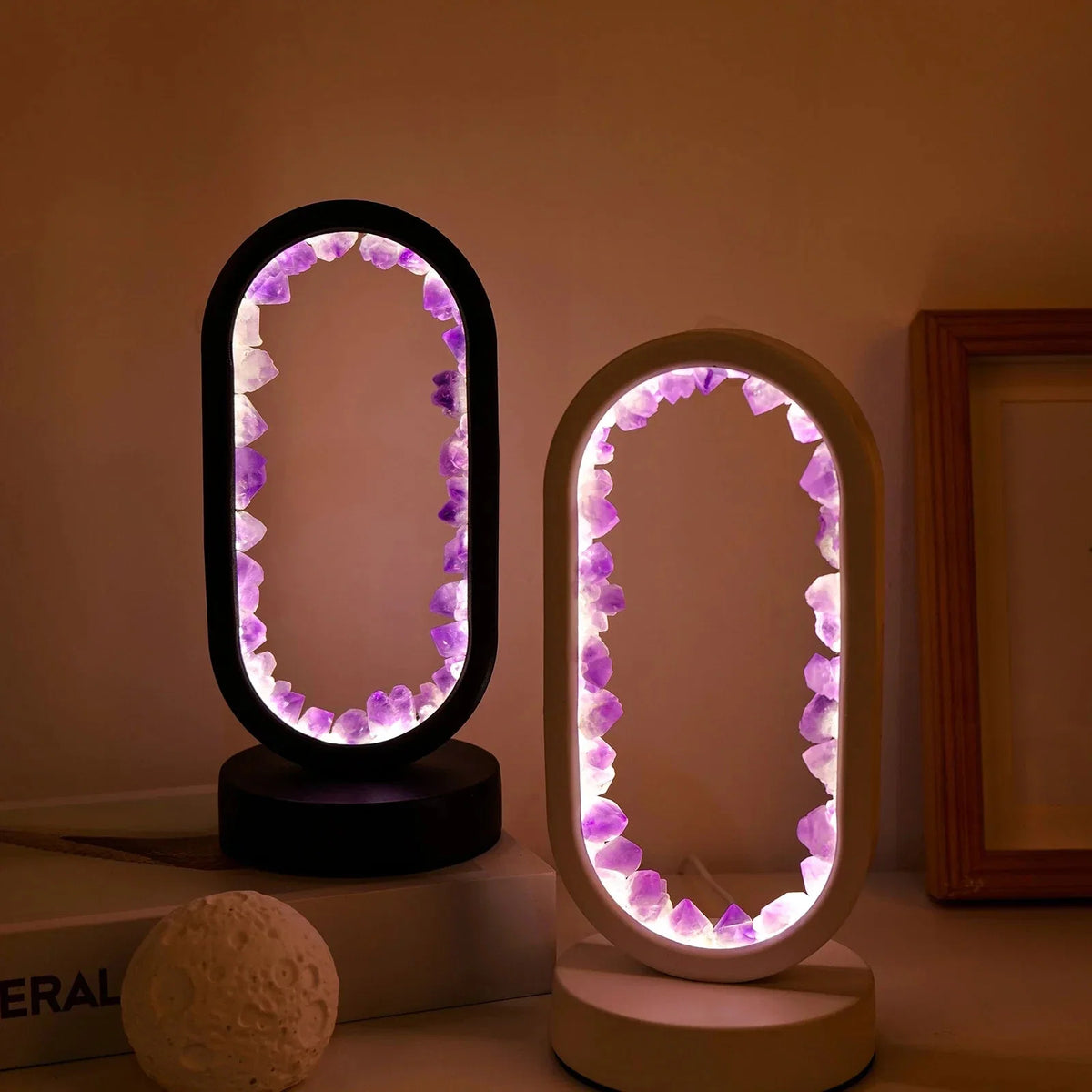 Crystal Lamp Handcrafted Natural Amethyst Ambient Light