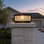 Black Stainless Steel Ribbed Glass Bollard Light (Fixed Ground)