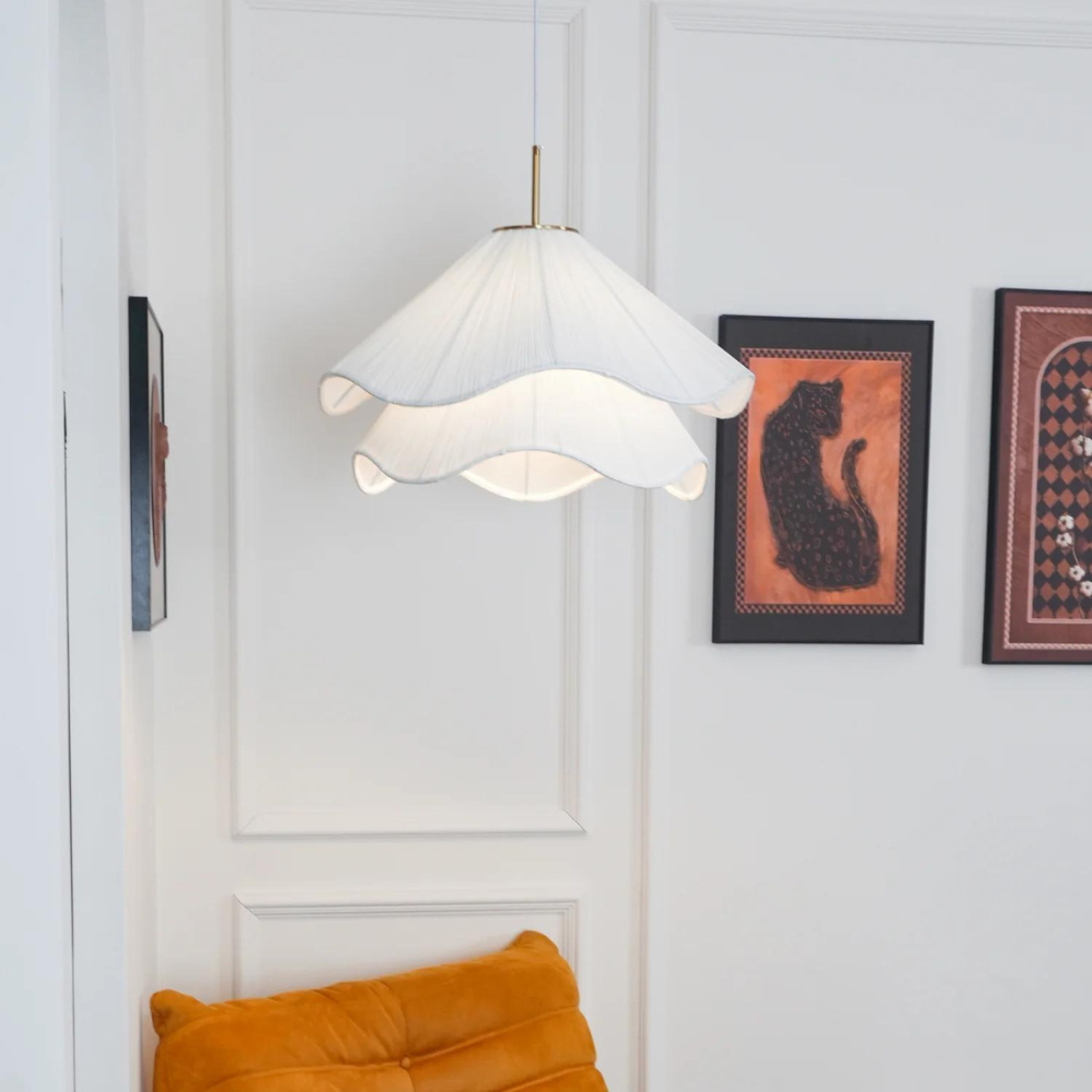 Height-Adjustable Fabric Shade 3000K LED Pendant Lamp