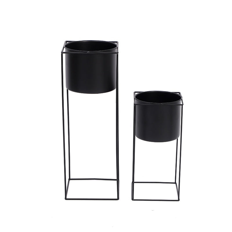 Contemporary Black Rectangular Plant Holder for Indoor Use