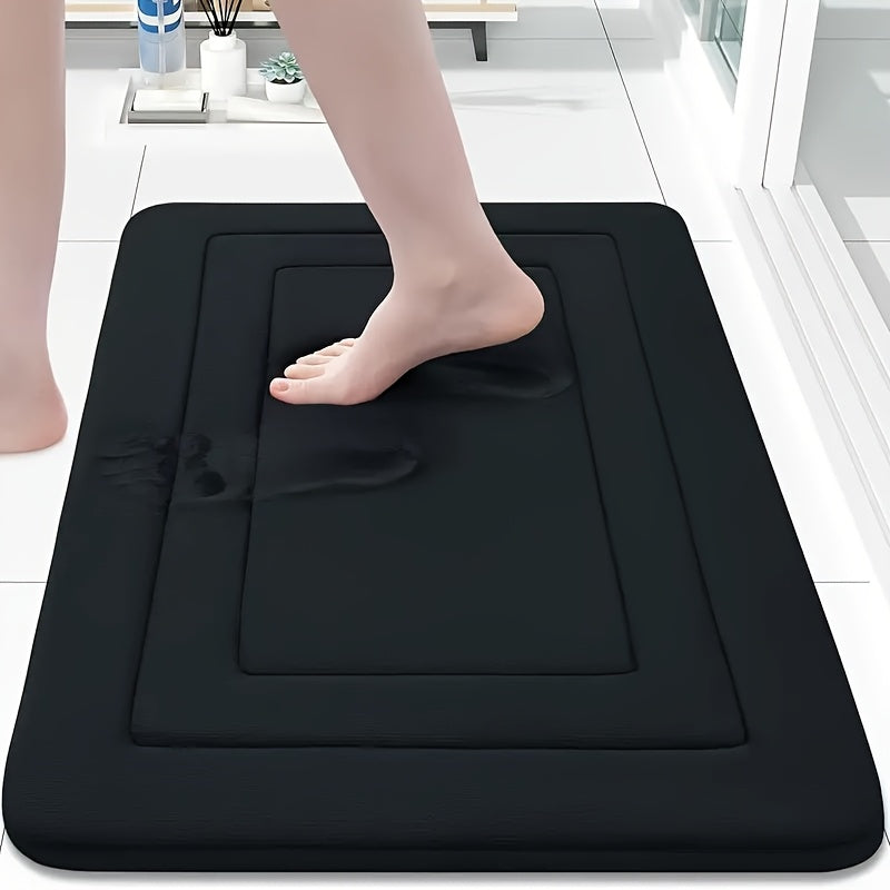 Absorbent Coral Fleece & Non-Slip Bath Mat (Elongated)