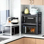 Kitchen Storage Rack Retractable Double Layer Carbon Steel