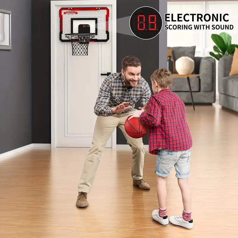 Mini Basketball Hoop Electronic Scoreboard Over-the-Door Includes 2 Balls