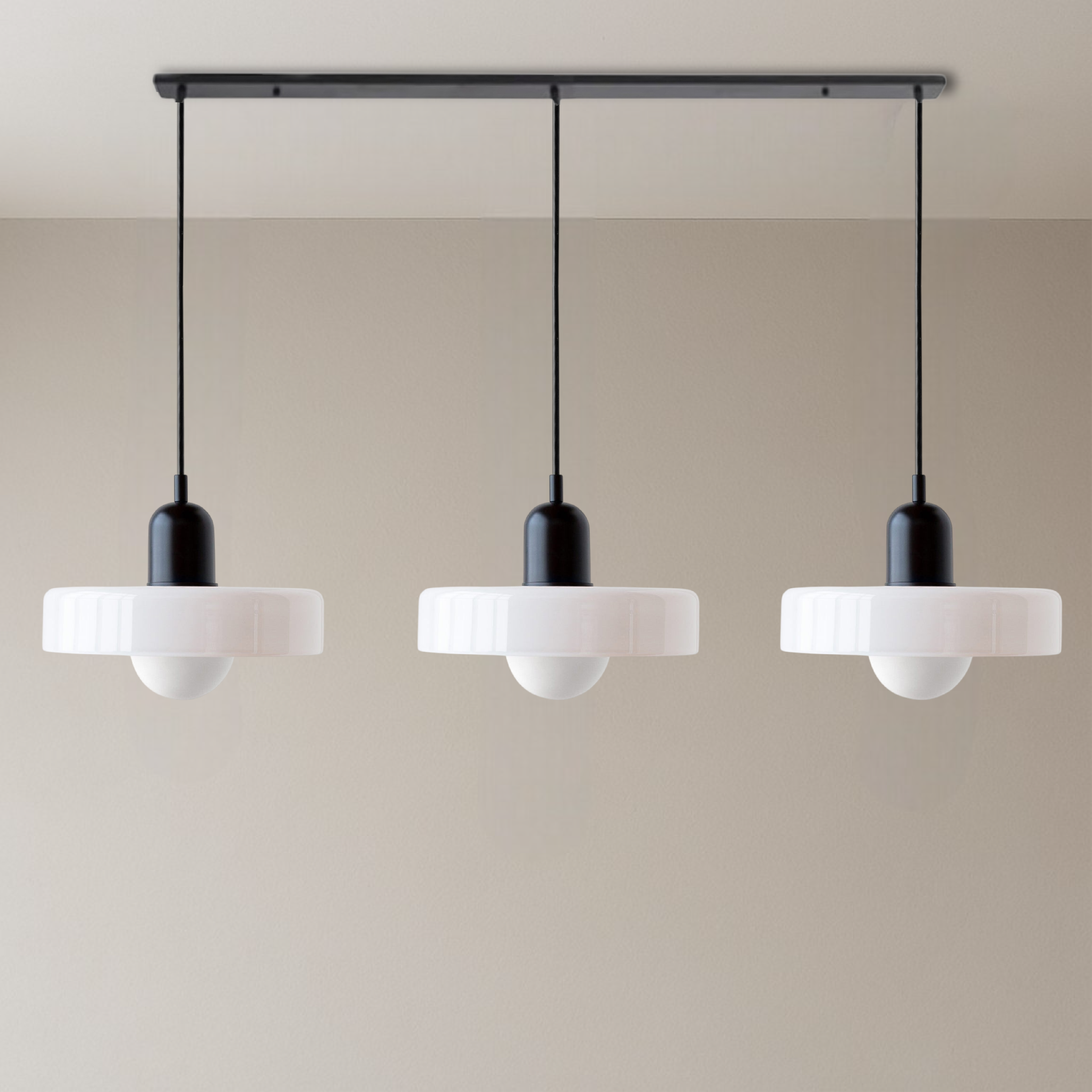 Triple Glass Pendant Light in Bauhaus Style