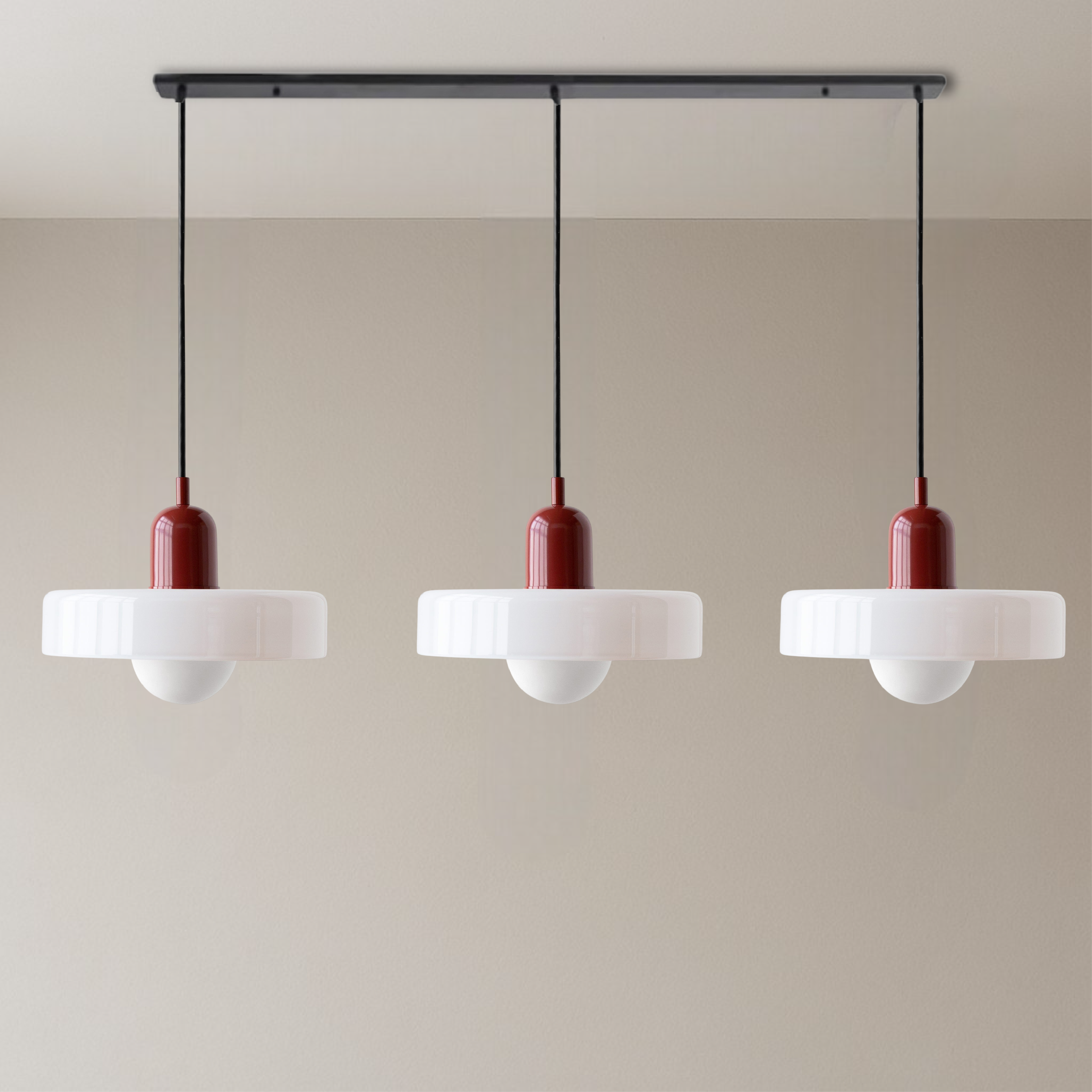 Triple Glass Pendant Light in Bauhaus Style