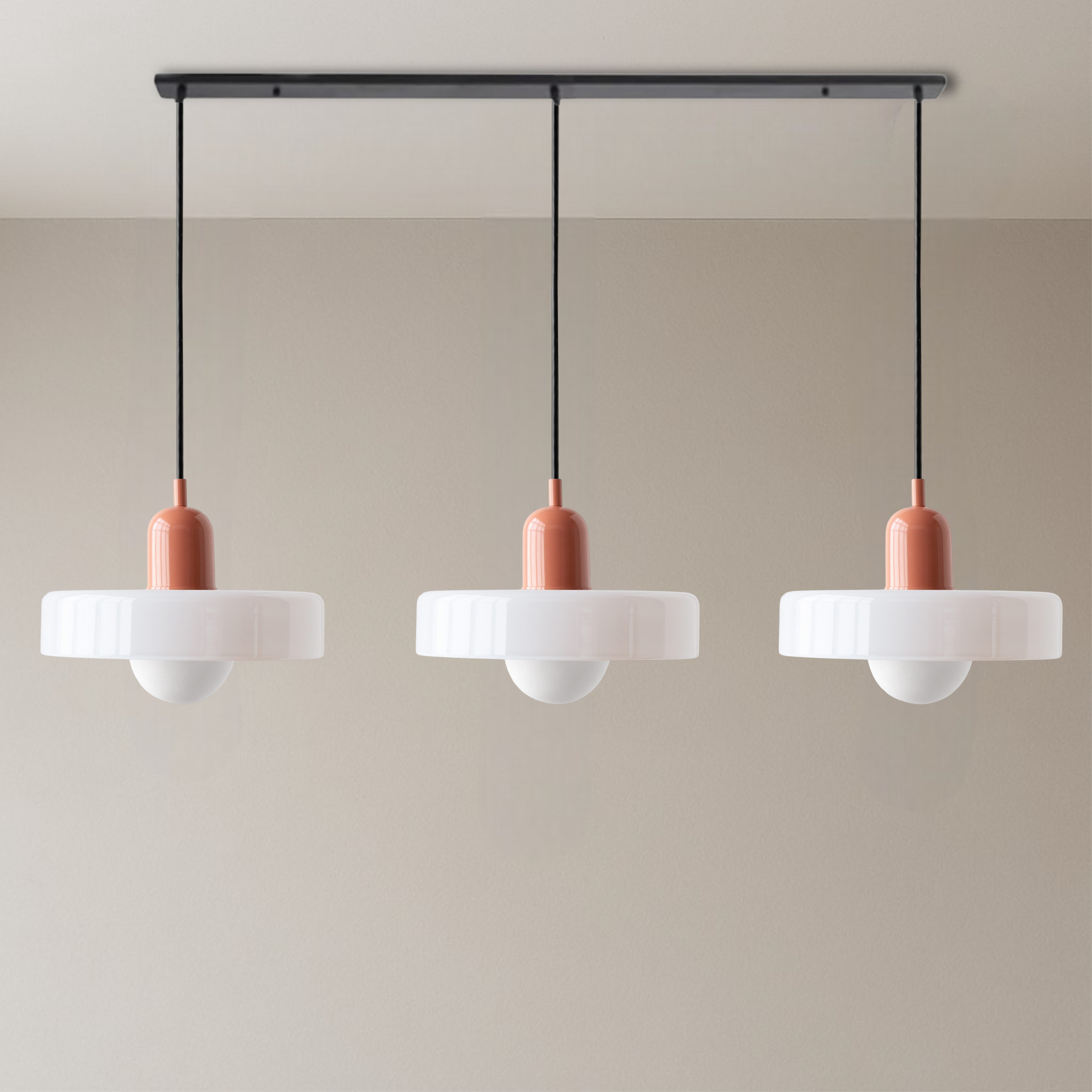 Triple Glass Pendant Light in Bauhaus Style