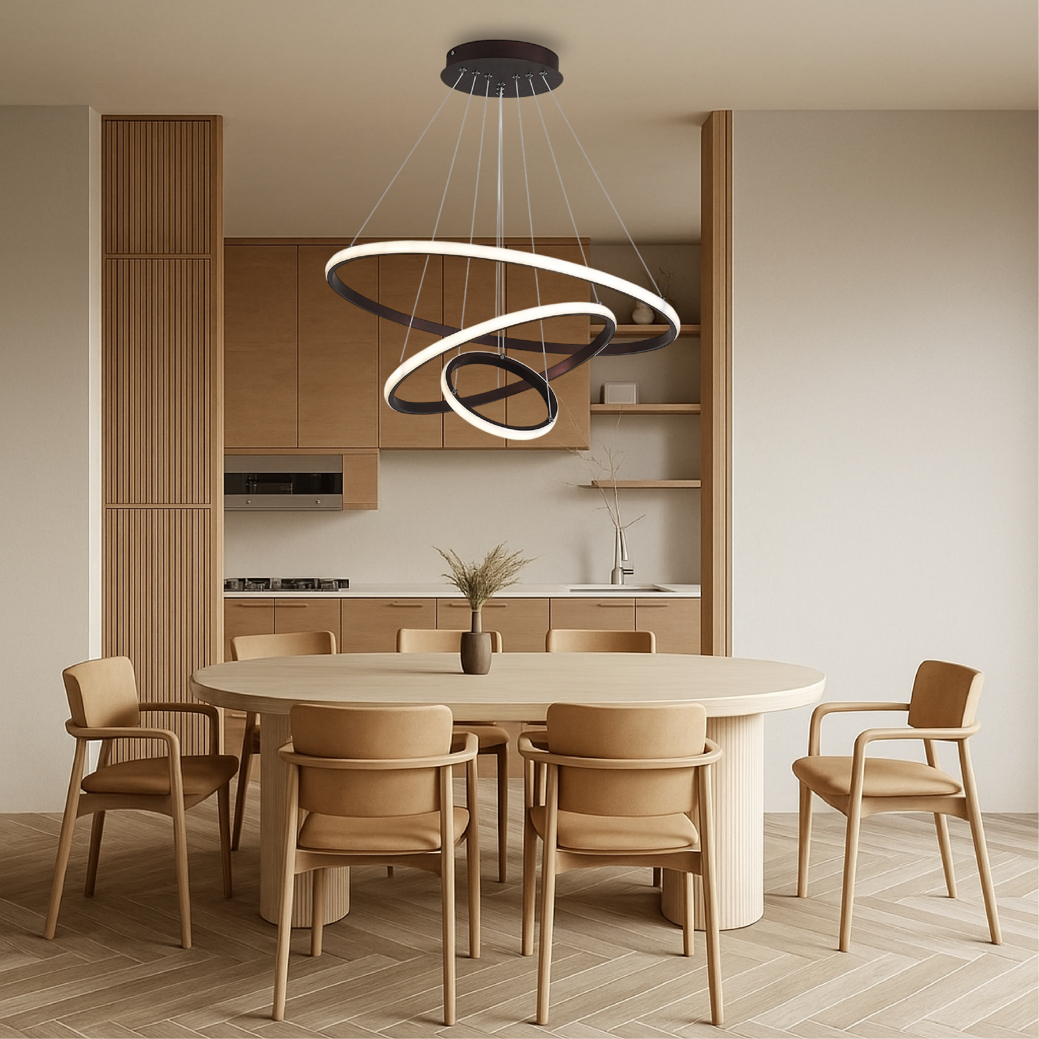 Modern Spiral Chandelier with 3 Layers of LED Lights