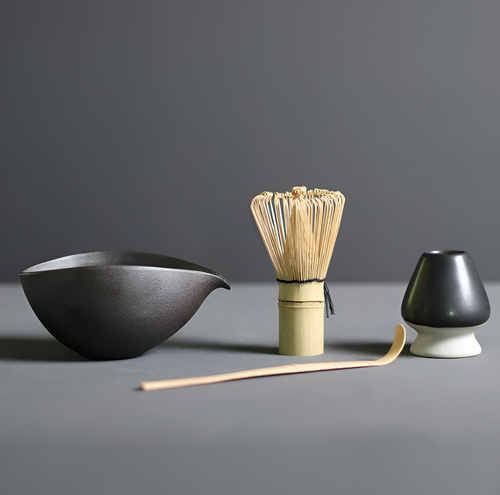 Ceramic Bowl and Bamboo Whisk Matcha Set – 4-Piece Japanese Tea Essentials
