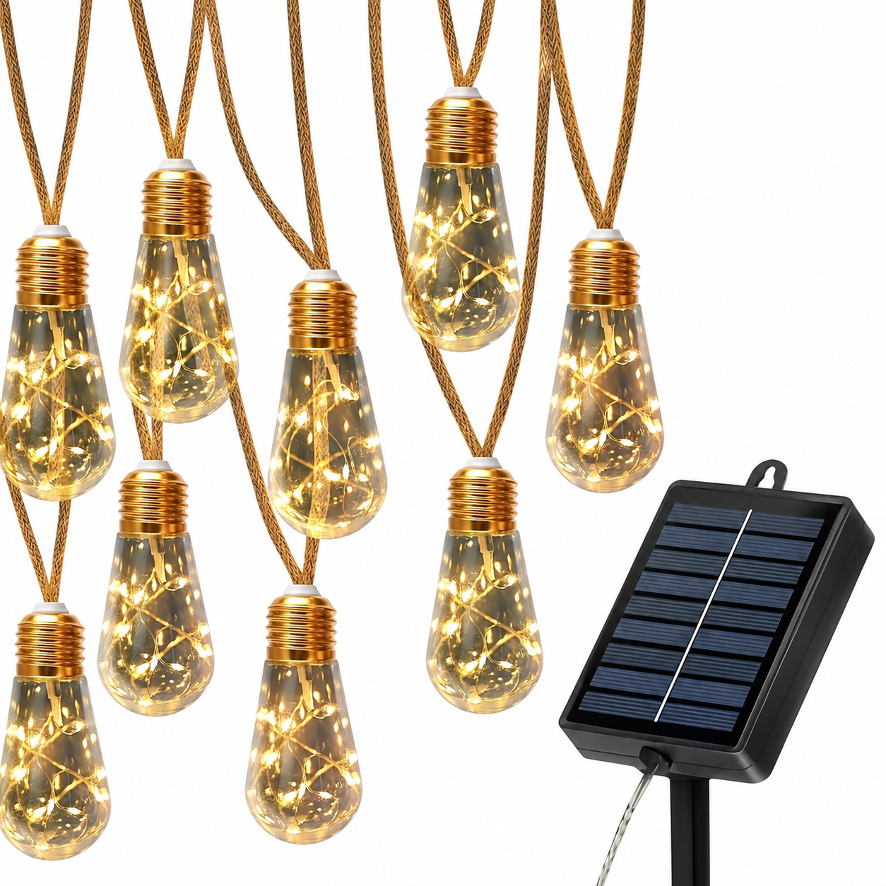 Solar-Powered Metal Outdoor String Lights (8 Modes)