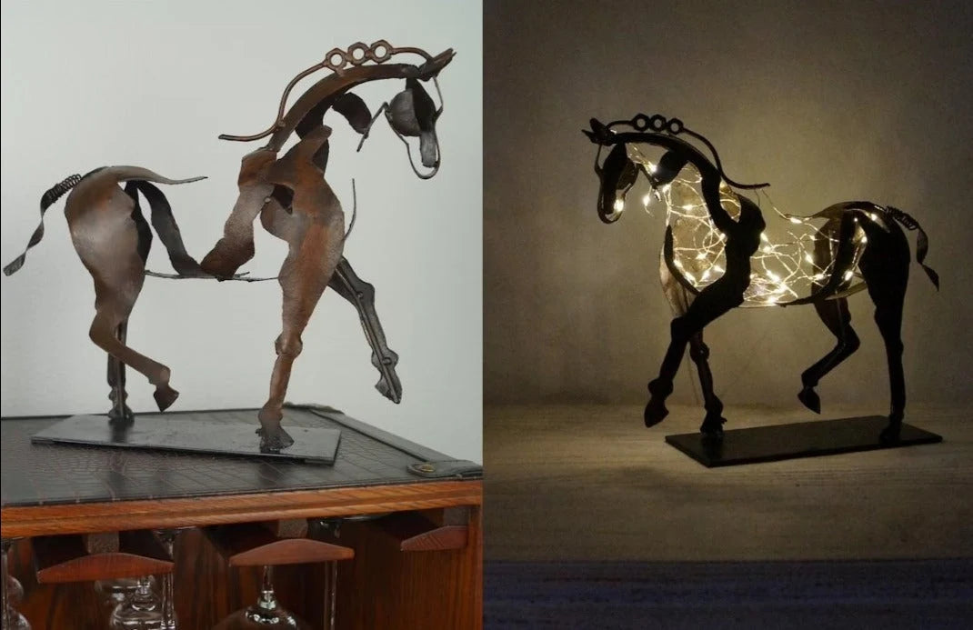Horse Figurine Handcrafted Solid Metal Shelf & Mantel Decor
