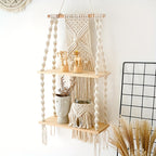 Hanging Storage Rack with Two Tiers – Bohemian Macrame Wall Shelf