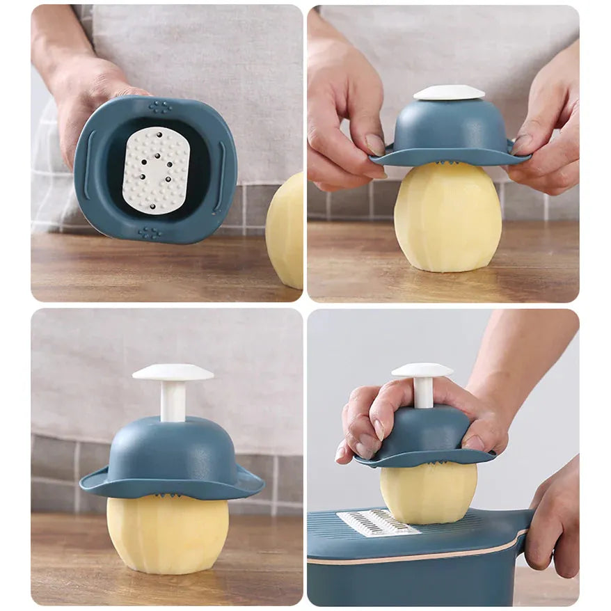 Vegetable Cutter Stainless Steel Blades & Rotating Drain Basket