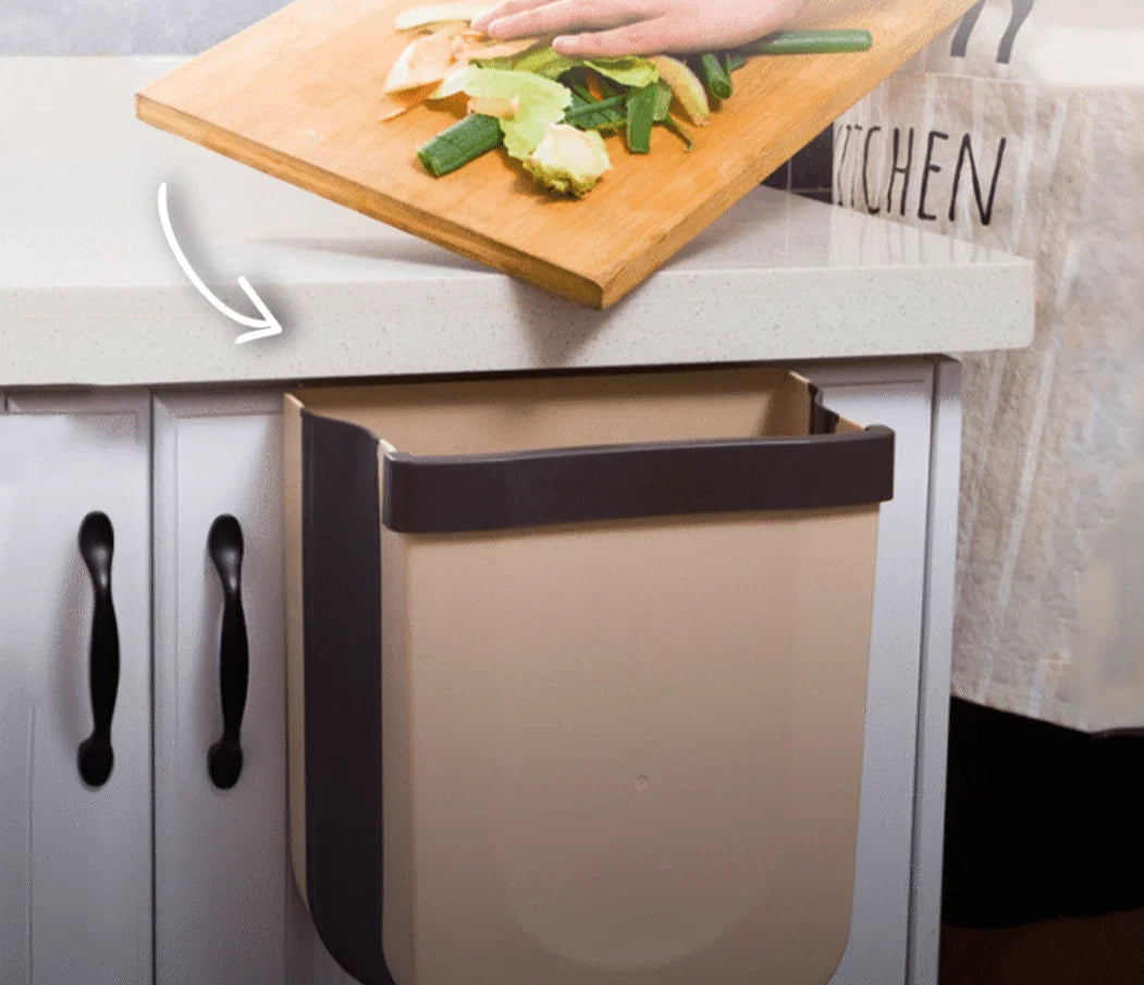 Wall-Mounted Trash Bin Foldable Space-Saving 22 Lb Capacity
