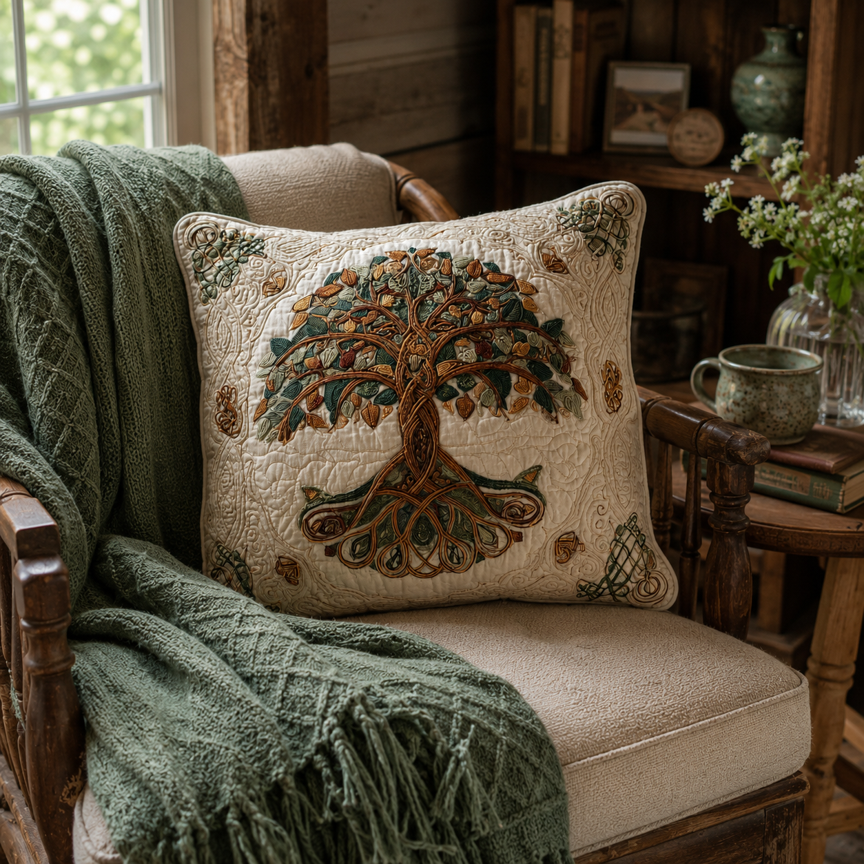 Quilted Cotton-Blend Reversible Cushion Cover (Envelope Closure)