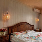 Handcrafted Rattan and Wood Wall Light Fixture – Plug-In Design