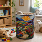 Quilted Cotton-Polyester Self-Standing & Foldable Laundry Basket