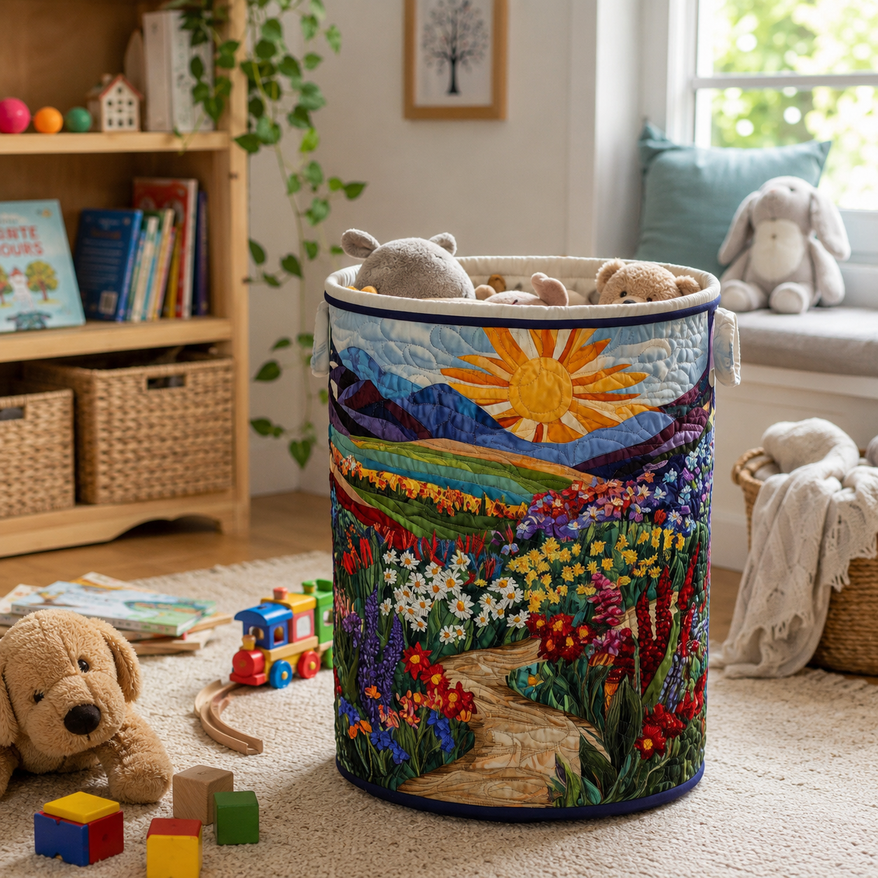 Quilted Cotton-Polyester Self-Standing & Foldable Laundry Basket