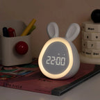 Children's Alarm Clock Rabbit Night Light USB Rechargeable Stepless Dimming