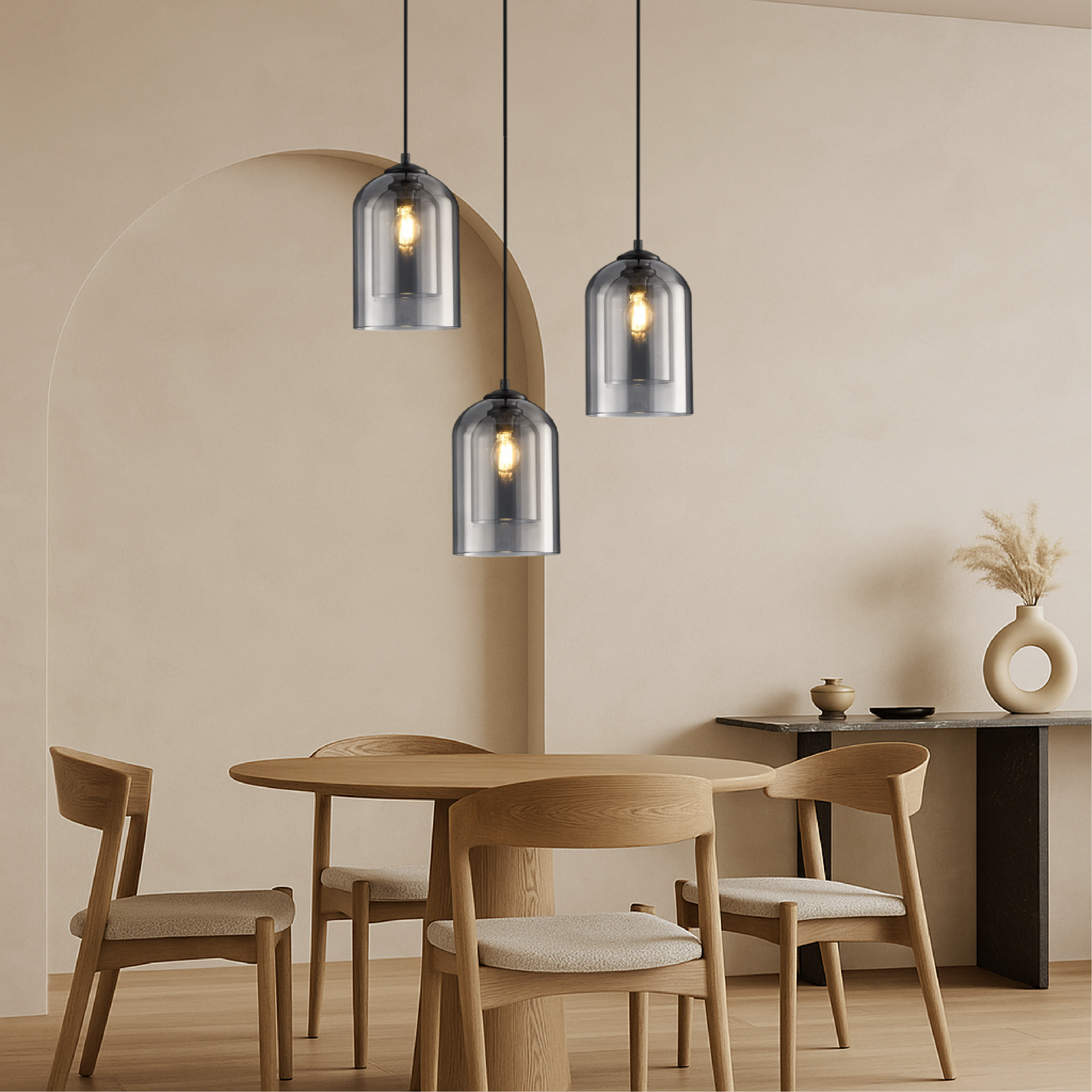 Modern Kitchen Island Light with Tinted Glass Shade