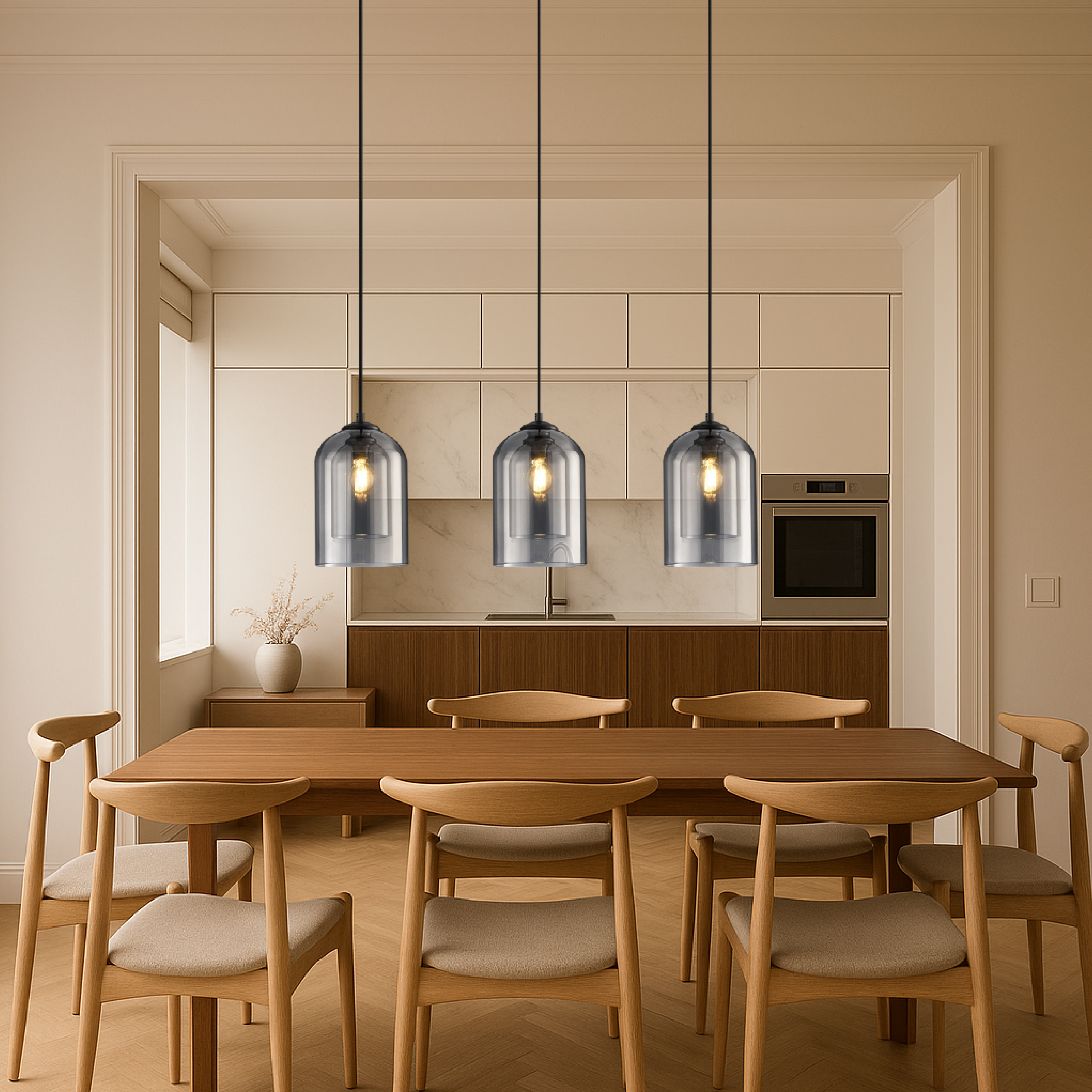 Modern Kitchen Island Light with Tinted Glass Shade