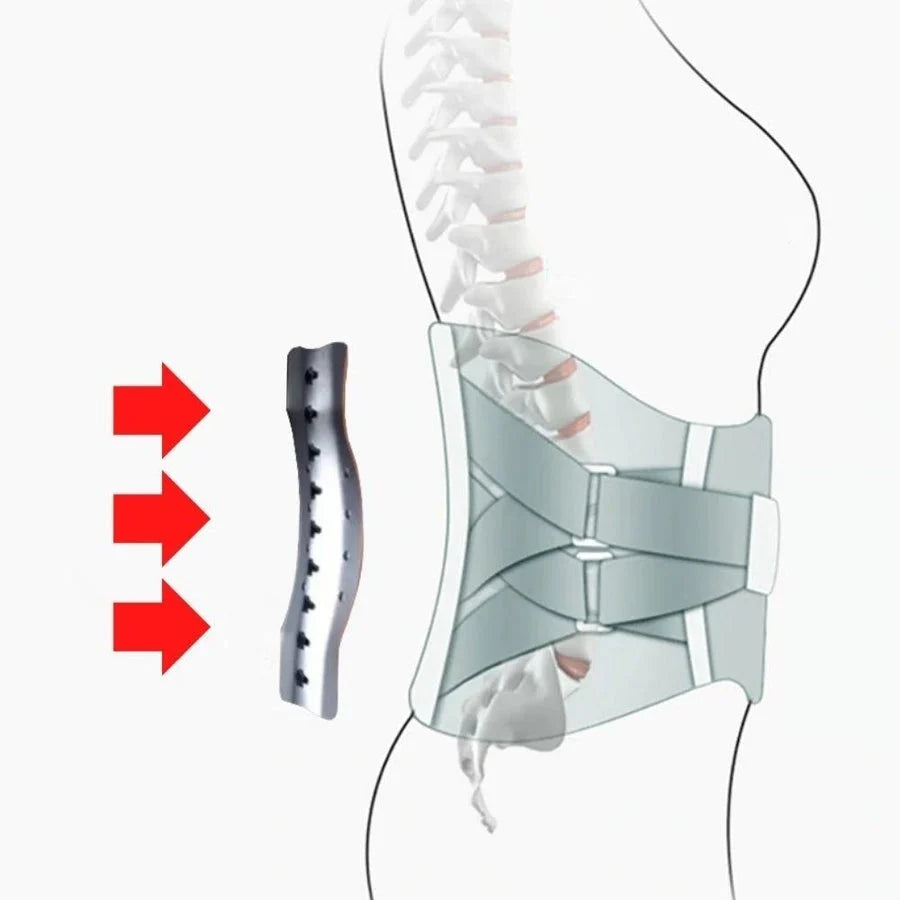 Lumbar Back Brace Four Steel Plates Removable Heat Pad