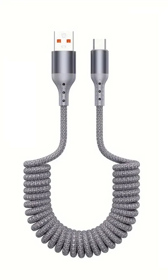 USB-C Charging Cable 100W PD Spring Coil 2-Pack