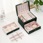 Jewellery Box 3-Drawer Velvet Lined & Vegan Leather