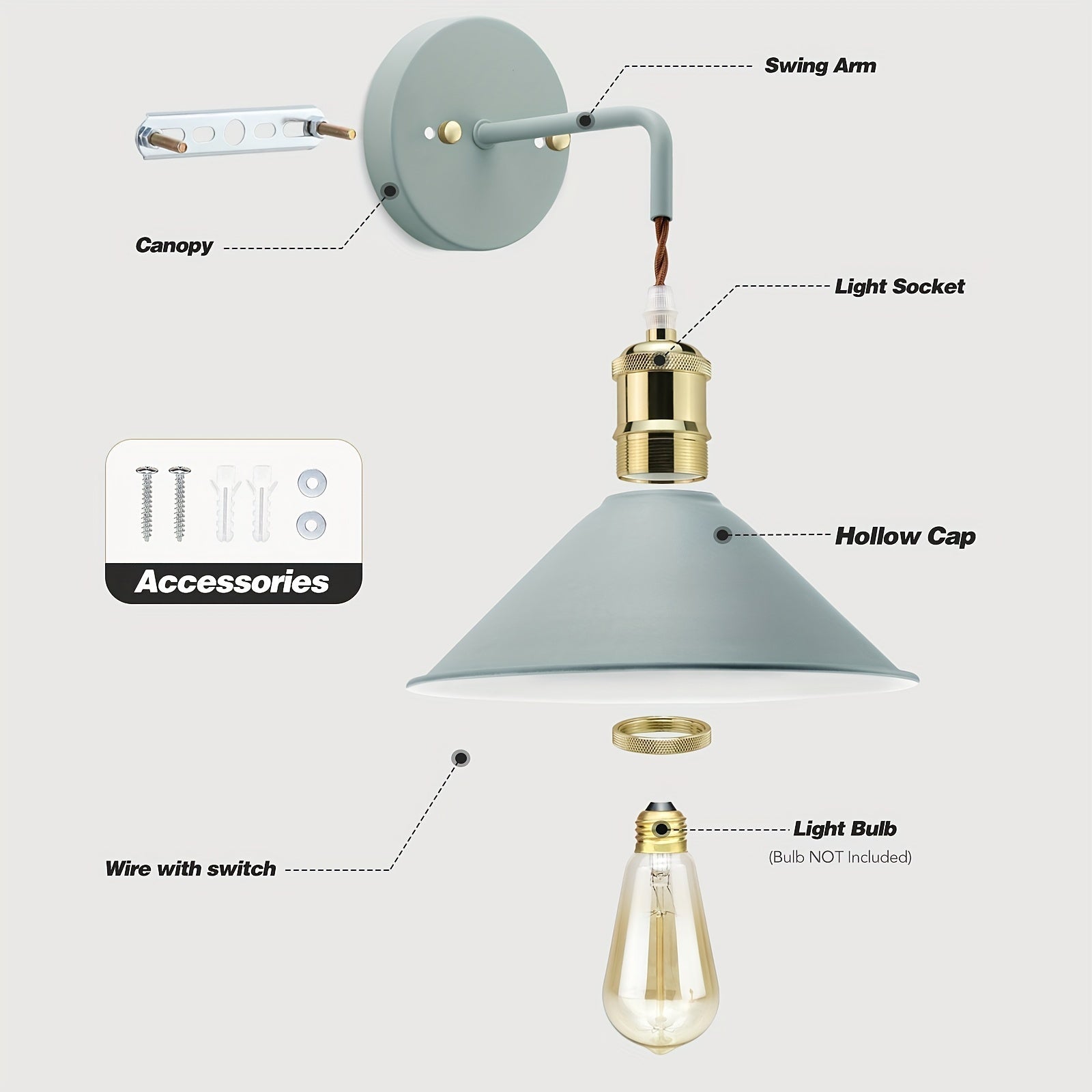 Industrial Wall Light Fixture - Modern Metal Sconce with Oil-Rubbed Finish