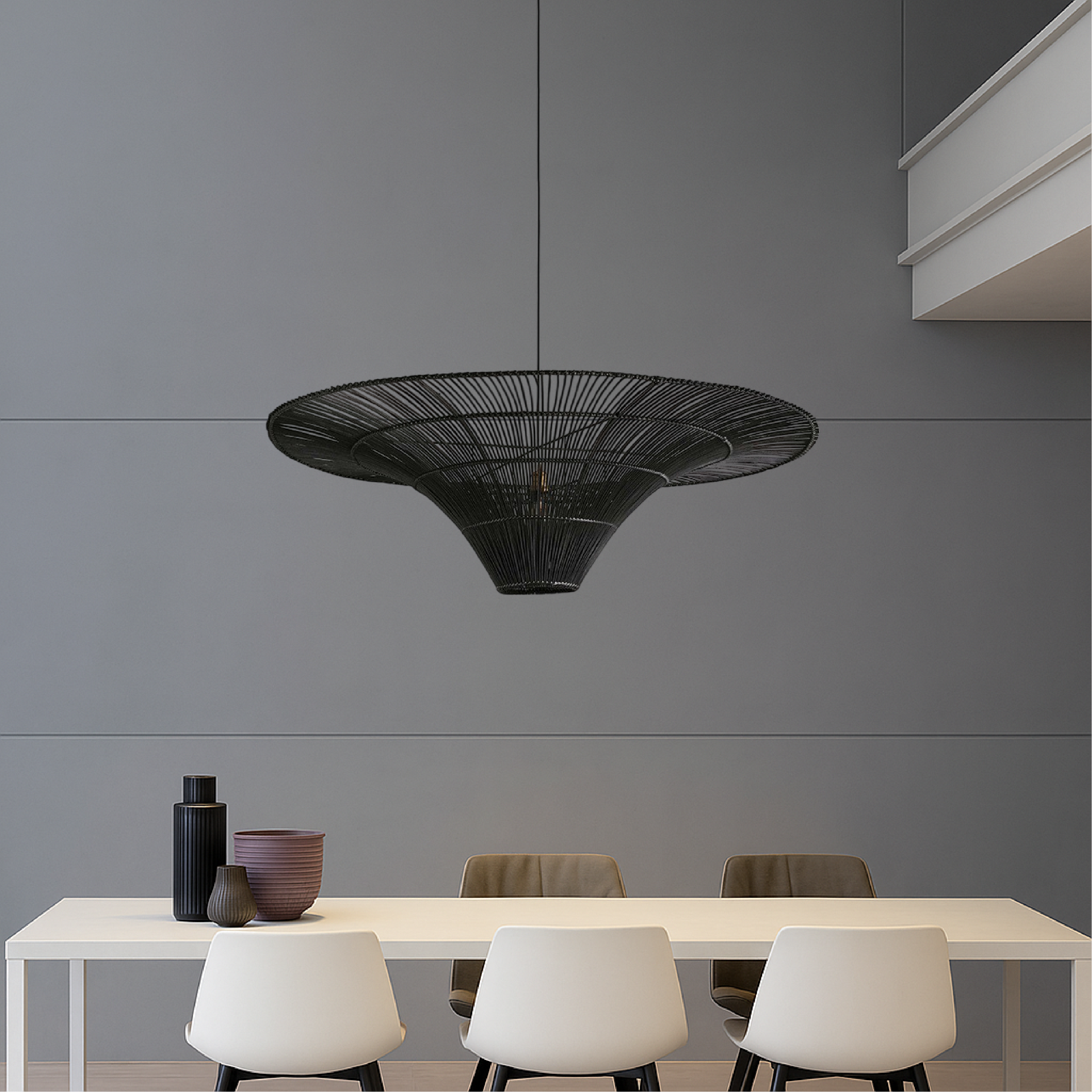Pendant Light for Dining Room in Rattan Design
