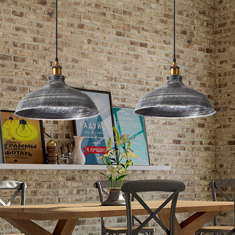 Vintage-Style Grey Metal Pendant Light for Industrial Decor