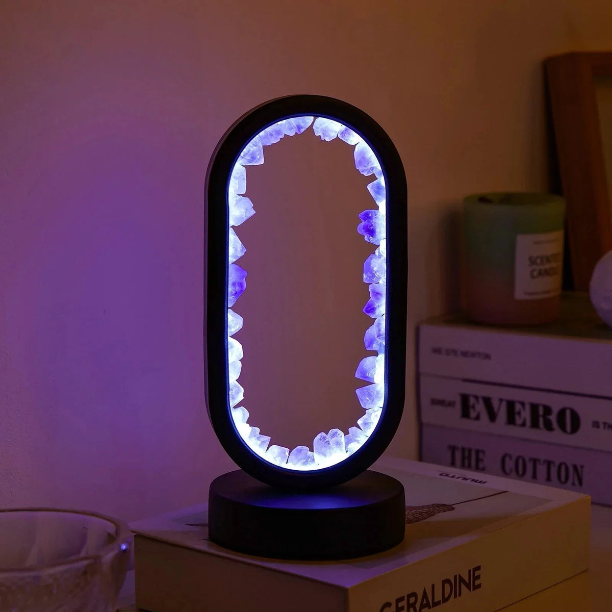 Crystal Lamp Handcrafted Natural Amethyst Ambient Light