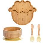 Children's Tableware Set Bamboo Suction Base 4-Piece