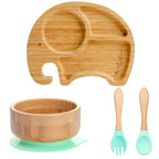 Children's Tableware Set Bamboo Suction Base 4-Piece