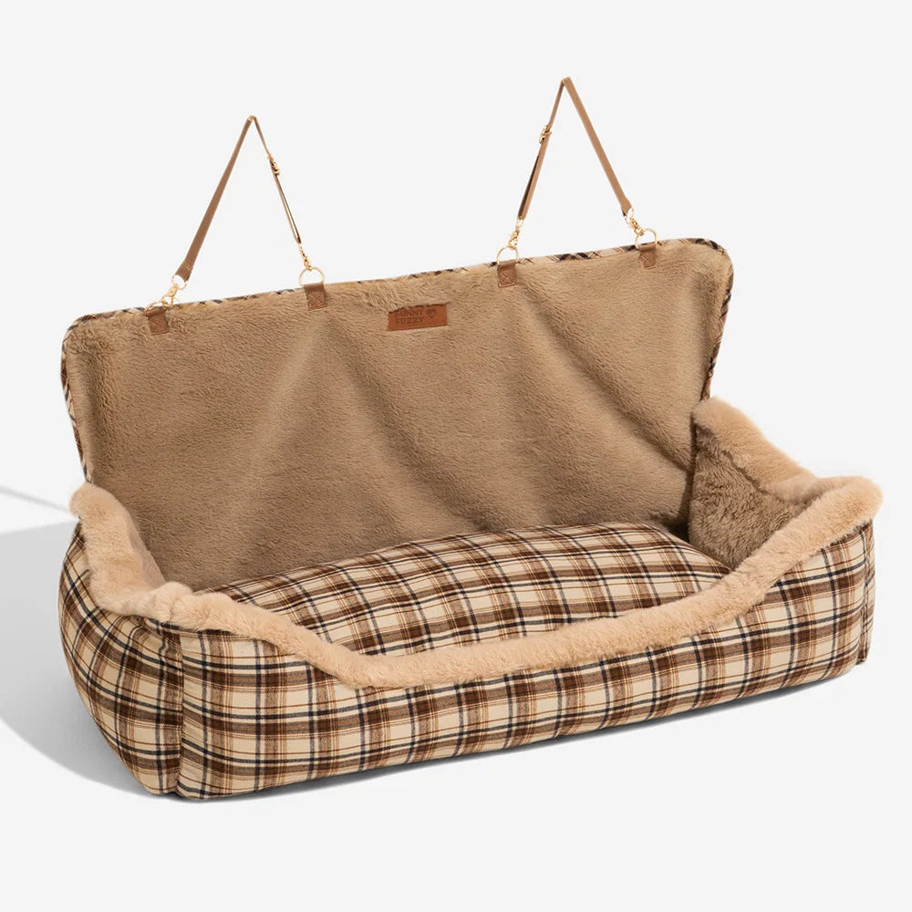Dog Car Seat Plush Non-Slip Base & Adjustable Straps