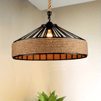 Vintage Ceiling Lamp with Hemp Rope Pendant - Rustic Farmhouse Style