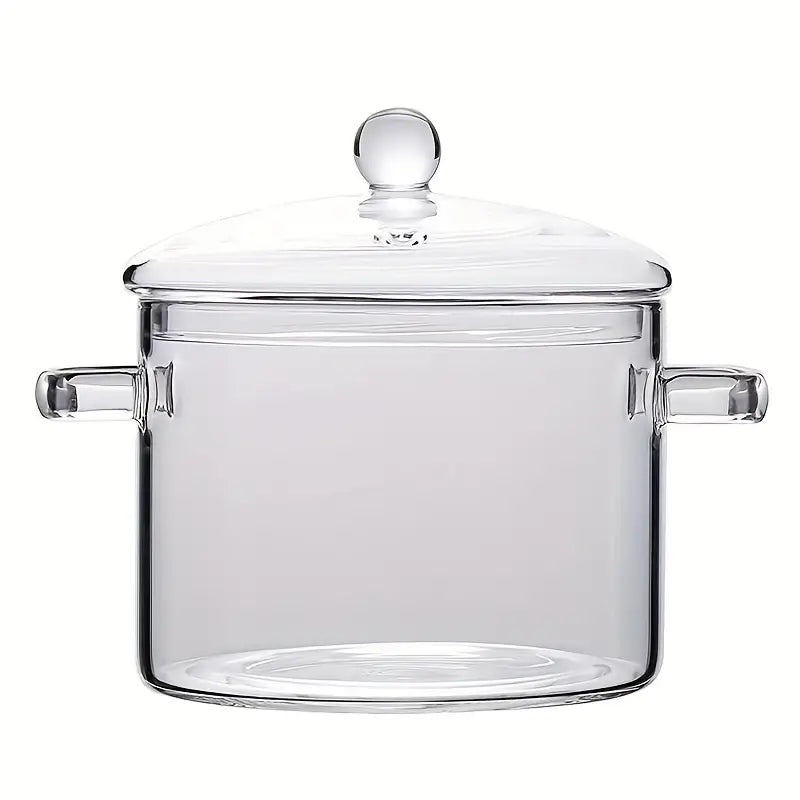 Glass Casserole Pot Transparent & Heat-Resistant Double Handles