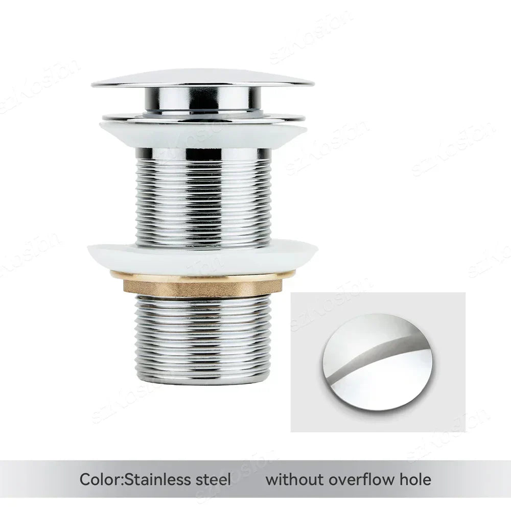 Pop-Up Drain Plug Brass & Stainless Set of 2