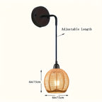 Handwoven Rattan Wall Light – Bohemian Sconce for Bedroom & Living Room