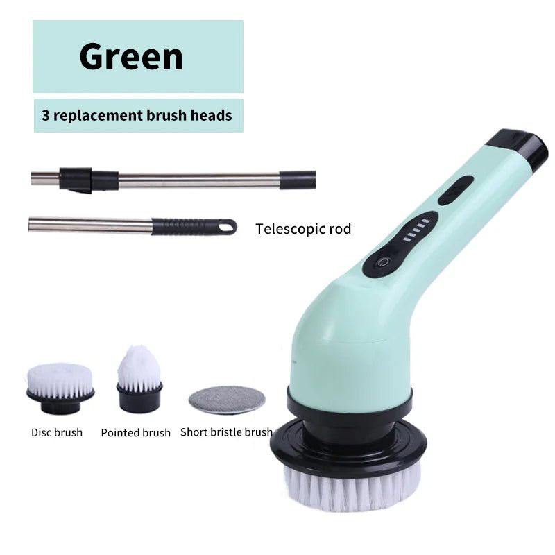 Electric Spin Cleaning Brush 9 Interchangeable Heads Rechargeable