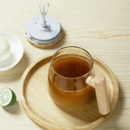 Self-Stirring Mug Glass Body Wooden Lid Spill-Proof