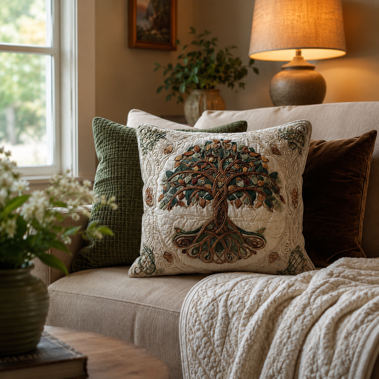Quilted Cotton-Blend Reversible Cushion Cover (Envelope Closure)