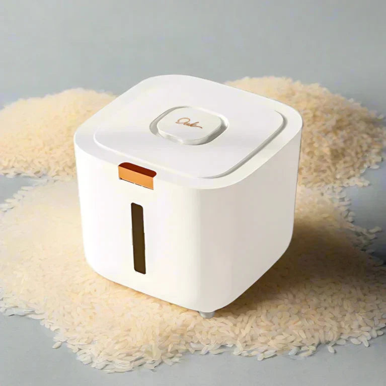 Rice Storage Container Airtight Silicone Seal & Push-Button Dispenser