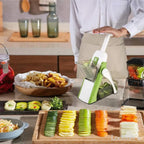 Vegetable Slicer 3-in-1 Adjustable Stainless Steel Blades Non-Slip Base