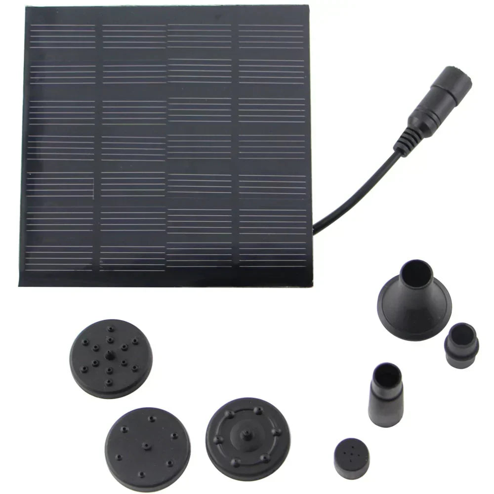 Solar Fountain Pump 4 Interchangeable Nozzles Compact & Silent