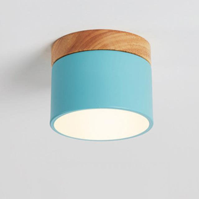 Flush Mount LED Ceiling Light with Wooden Accent in Scandinavian Style
