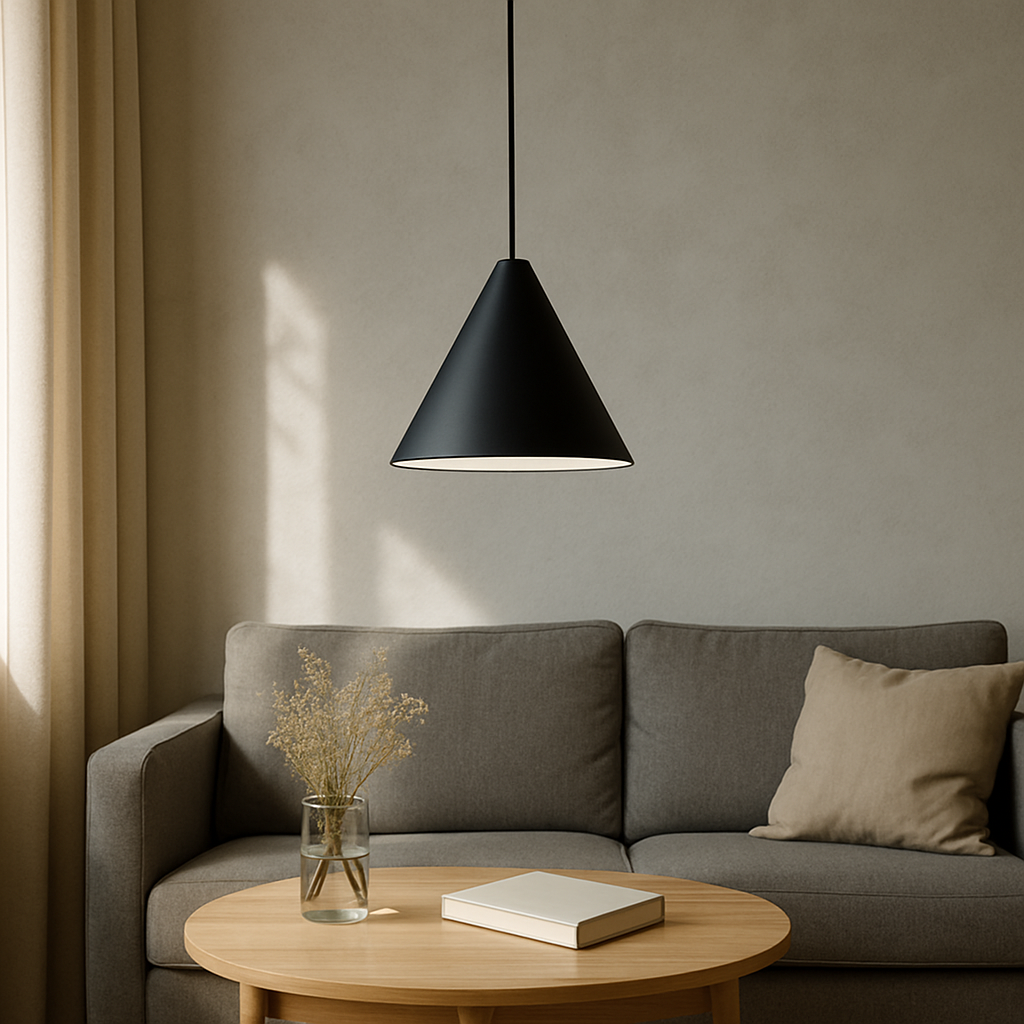 Contemporary Black Cone-Shaped Hanging Light Fixture