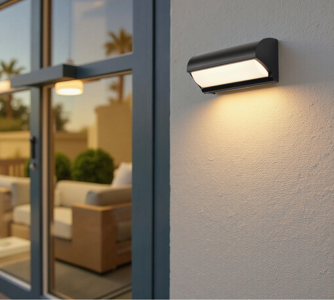 Rectangular LED Panel Outdoor Wall Light in Black
